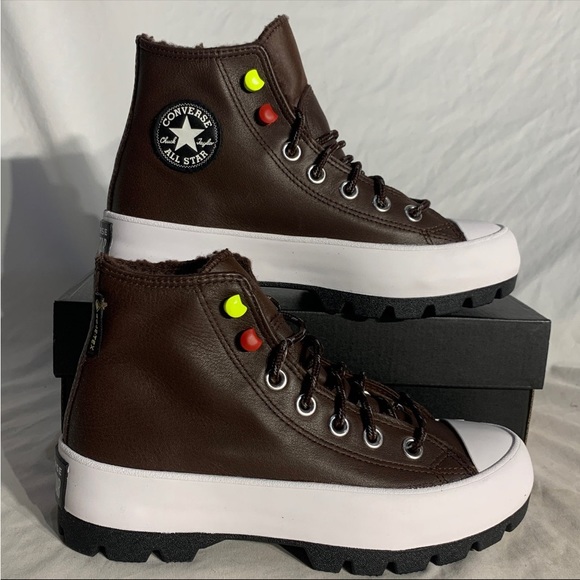 Converse CTAS Lugged Winter Hi Goretex Boots Brown Black White Shoes Womans 5.5 - Picture 1 of 6
